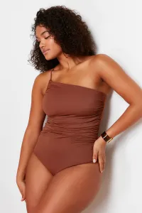 Trendyol Curve Brown One Shoulder Swimsuit