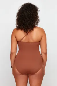 Trendyol Curve Brown One Shoulder Swimsuit