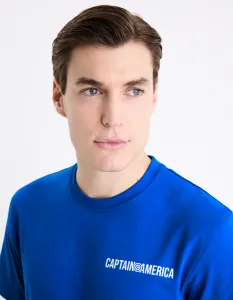 Modré pánske tričko s potlačou Celio Marvel Captain America