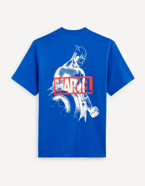 Modré pánske tričko s potlačou Celio Marvel Captain America