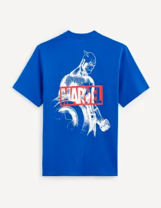Modré pánske tričko s potlačou Celio Marvel Captain America