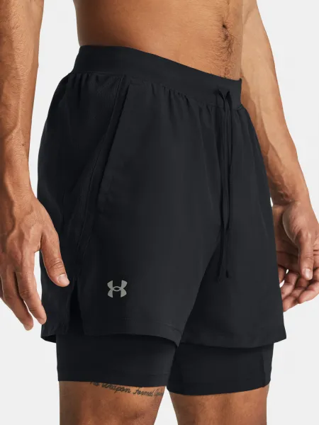 Čierne športové kraťasy Under Armour UA LAUNCH 5'' 2-IN-1 SHORTS