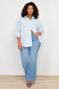 Trendyol Curve Blue Oversize Woven Shirt