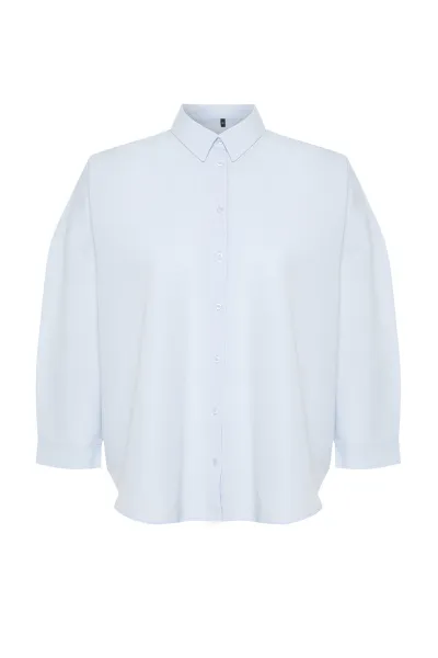Trendyol Curve Blue Oversize Woven Shirt