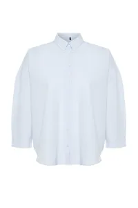Trendyol Curve Blue Oversize Woven Shirt
