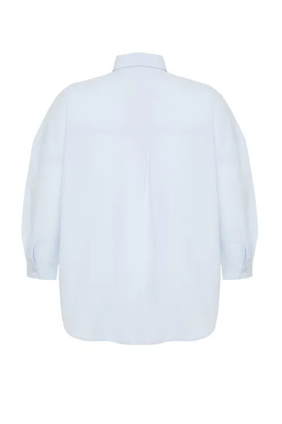 Trendyol Curve Blue Oversize Woven Shirt