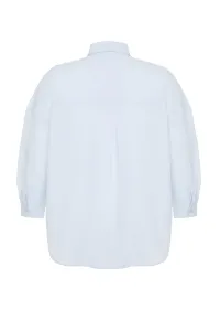 Trendyol Curve Blue Oversize Woven Shirt