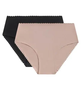 DIM BODY TOUCH HIGHWAIST BRIEF - Dámske nohavičky 2ks - čierna - béžová