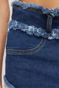 Trendyol modré denimové šortky so strapcami & bermudy