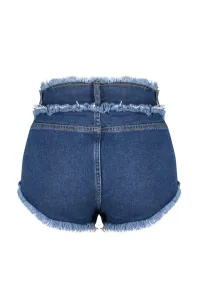 Trendyol modré denimové šortky so strapcami & bermudy