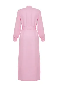 Trendyol Pink Judge Collar Belted Buttoned Woven Shirt Dress
