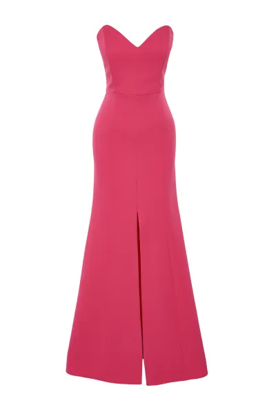 Trendyol Fuchsia Fitted Woven Elegant Evening Dress