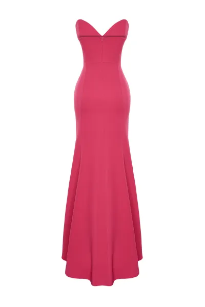 Trendyol Fuchsia Fitted Woven Elegant Evening Dress