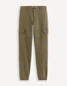 Kaki pánske cargo nohavice Celio Dolyte