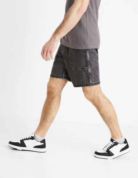 Celio Čierne pánske džínsové kraťasy Celie Domalobm4