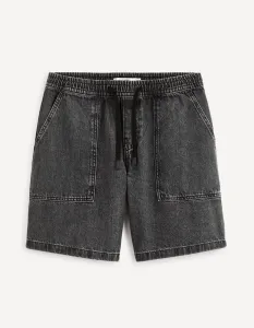 Celio Čierne pánske džínsové kraťasy Celie Domalobm4
