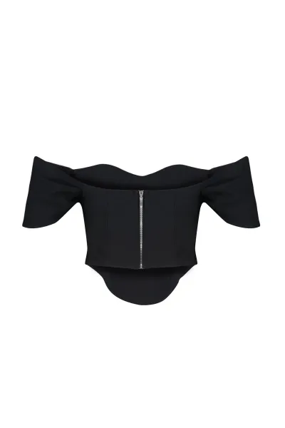 Trendyol Black Carmen Collar Woven Bustier