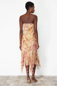 Trendyol Multicolored A-Line Floral Patterned Ruffle Knitted Tulle Dress