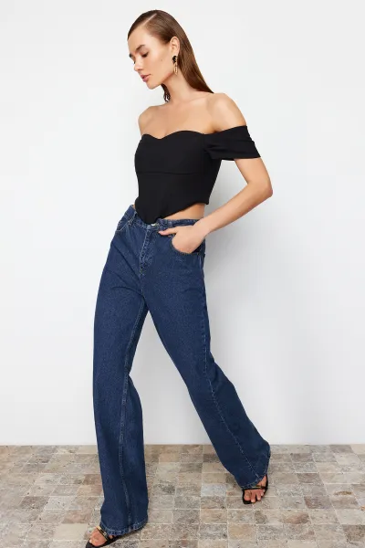 Trendyol Black Carmen Collar Woven Bustier