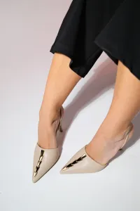LuviShoes BELIZE Women's Beige Gold Accessory High Heeled Shoes
