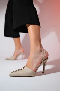 LuviShoes BELIZE Women's Beige Gold Accessory High Heeled Shoes