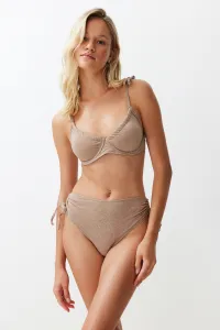 Trendyol Mink Balconette Tie-Up Silvery High Waist Hipster Bikini Set