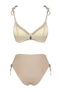 Trendyol Mink Balconette Tie-Up Silvery High Waist Hipster Bikini Set