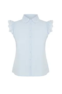 Trendyol Curve Blue Shoulder and Collar Embroidery Detail Woven Shirt