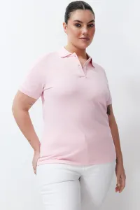 Trendyol Curve Pink Polo Neck Knitted T-shirt