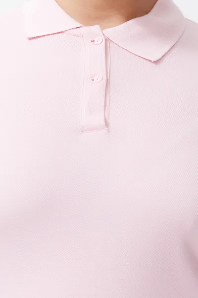 Trendyol Curve Pink Polo Neck Knitted T-shirt