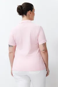 Trendyol Curve Pink Polo Neck Knitted T-shirt