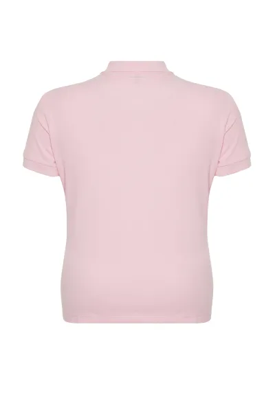 Trendyol Curve Pink Polo Neck Knitted T-shirt