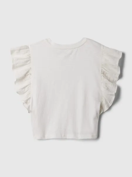 Biely dievčenský crop top s volánikmi GAP