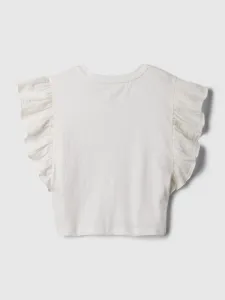 Biely dievčenský crop top s volánikmi GAP
