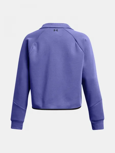Fialová dámska športová mikina s golierom Under Armour Unstoppable Flc Rugby Crop