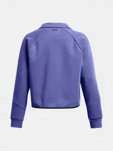 Fialová dámska športová mikina s golierom Under Armour Unstoppable Flc Rugby Crop