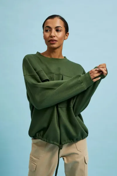 Marisse Women's Sweatshirt L-Bl-4311 Khaki