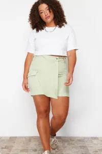 Trendyol Curve Light Green Wrapover Denim Short Skirt