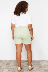 Trendyol Curve Light Green Wrapover Denim Short Skirt