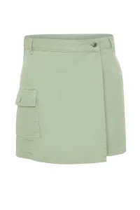 Trendyol Curve Light Green Wrapover Denim Short Skirt