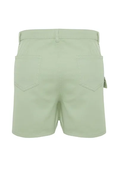 Trendyol Curve Light Green Wrapover Denim Short Skirt