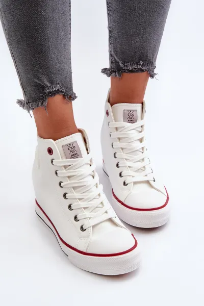 Women's Wedge Sneakers Cross Jeans White