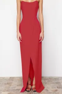 Trendyol Red Corset Detailed Woven Long Evening Dress
