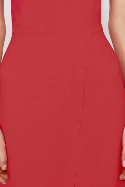Trendyol Red Corset Detailed Woven Long Evening Dress
