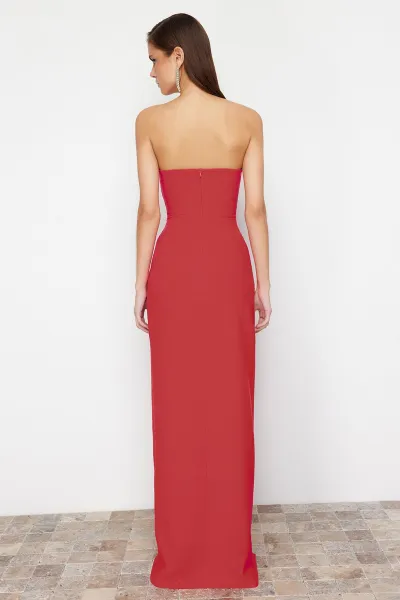 Trendyol Red Corset Detailed Woven Long Evening Dress