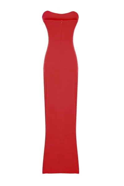 Trendyol Red Corset Detailed Woven Long Evening Dress