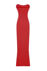 Trendyol Red Corset Detailed Woven Long Evening Dress