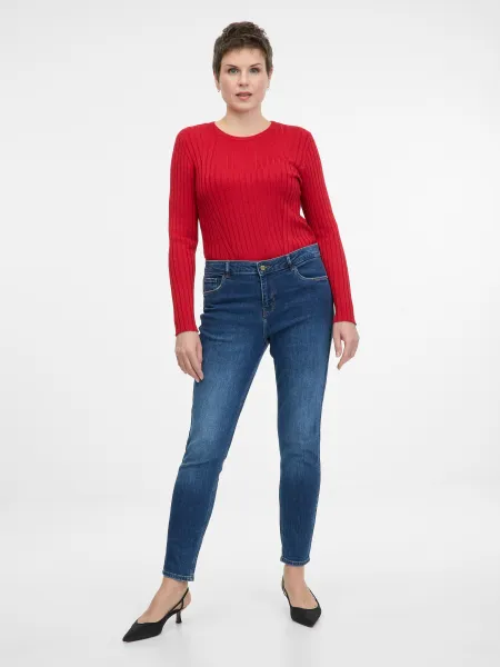 Tmavomodré dámske skinny fit džínsy ORSAY