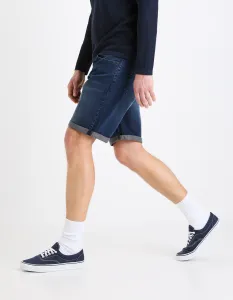 Tmavomodré pánske rifľové kraťasy Celio Bofirstbm