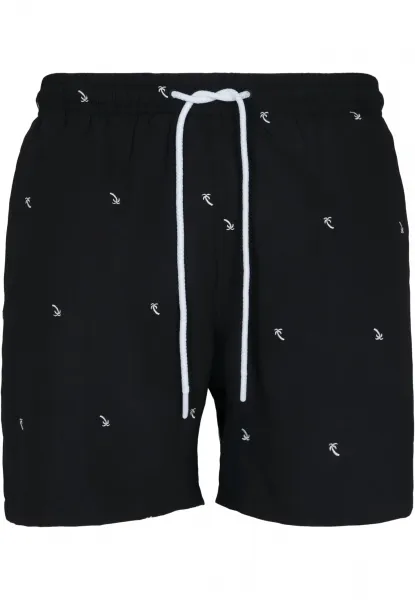 Men's swimwear with embroidery black/palm